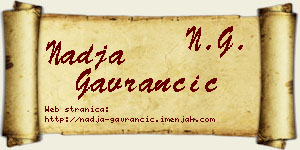 Nadja Gavrančić vizit kartica